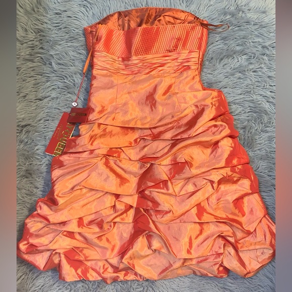 May Queen orange strapless formal elegant dress. - Picture 2 of 5